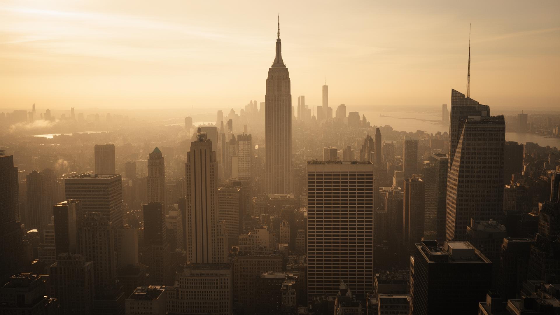 City skyline at golden hour